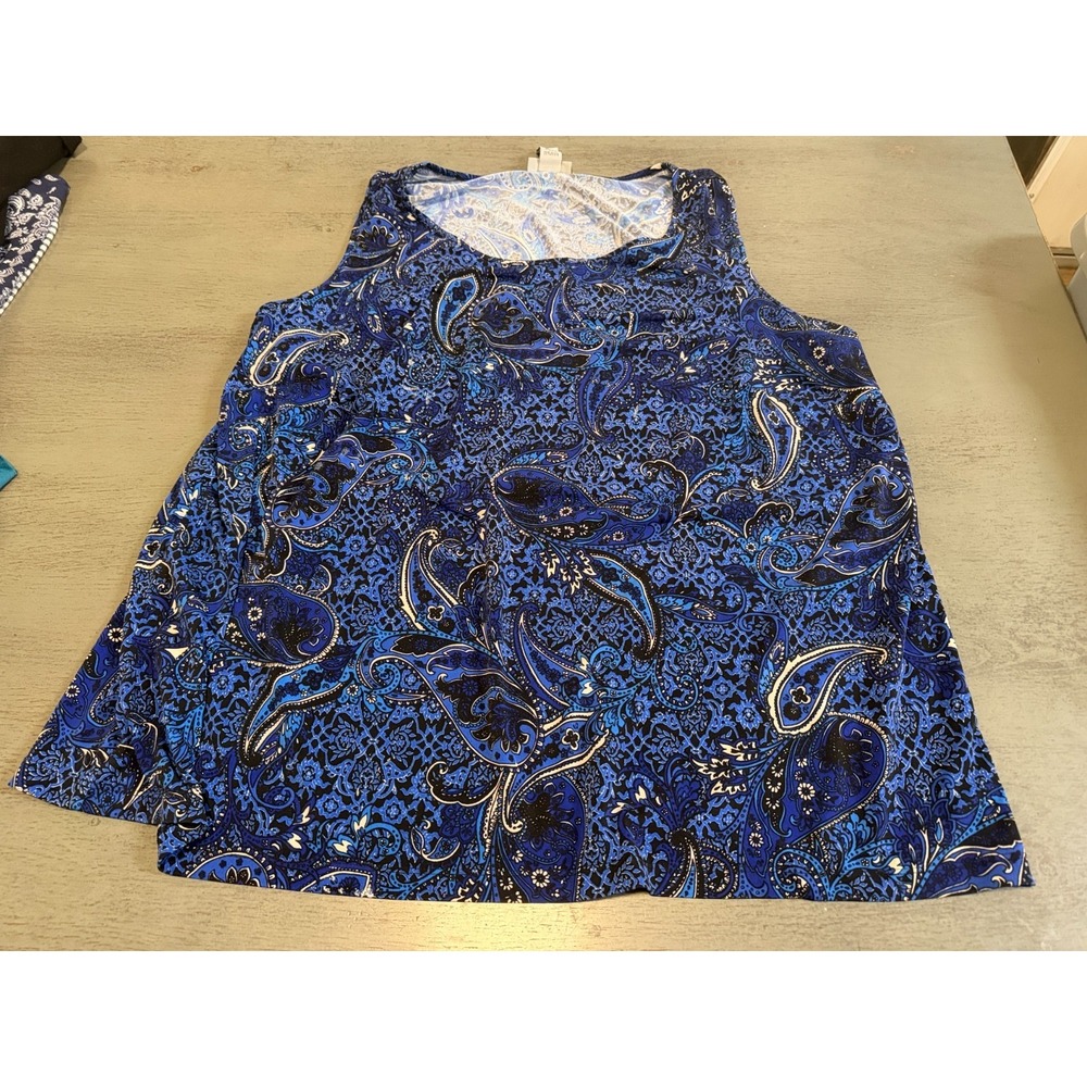 blue black CATHERINES tank top shirt plus 2X 22 / 24W